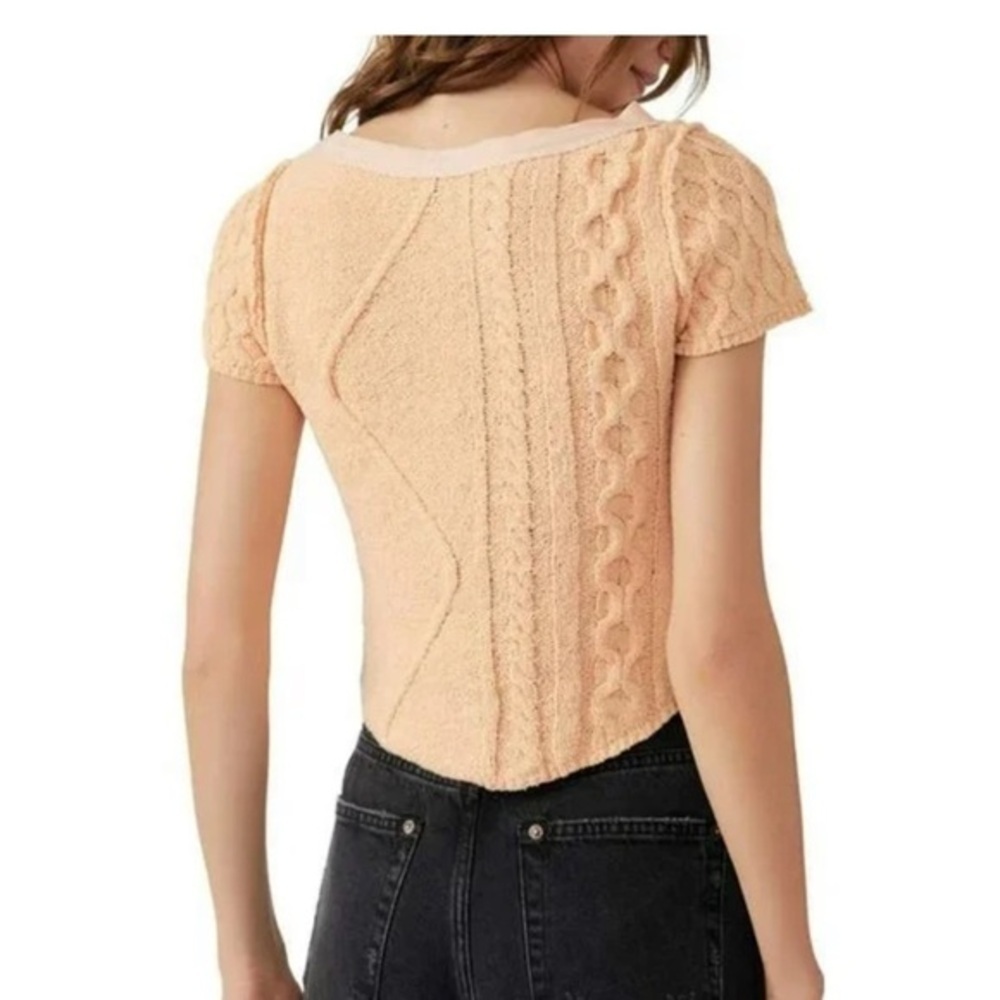 Free People Baby Cable Sweater in Belle Of Georgia New Short Sleeve new with tag - Picture 2 of 3